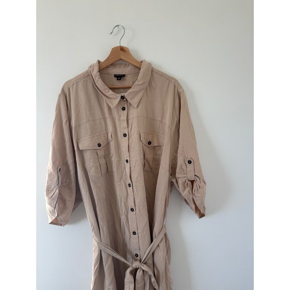 New Torrid Tan Mini Waist-Tie Shirt Dress – Size 4X - Picture 3 of 7